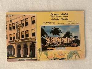 Vintage Lamar Hotel Orlando Florida Linen Postcard